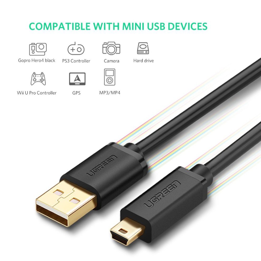 [Mã 2404EL10K giảm 10K đơn 20K] Cáp USB 2.0 to mini USB Ugreen UG-10354 0.5M