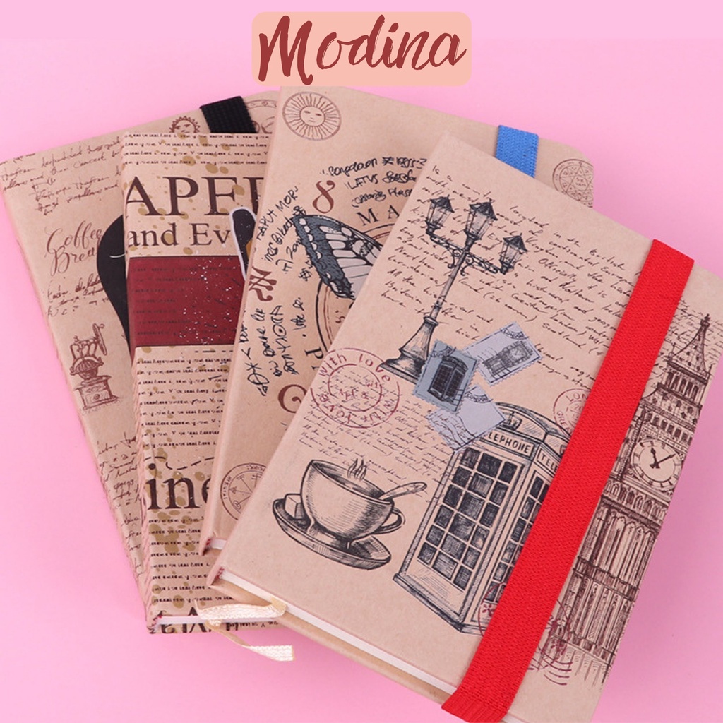 Sổ tay vintage a5 bìa cứng MODINA, sổ kraft làm nhật ký, kế hoạch làm việc
