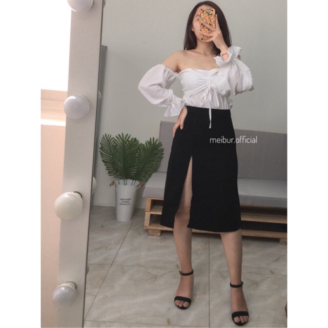 Chân váy xuông chữ A midi xẻ tà ulzzang | BigBuy360 - bigbuy360.vn