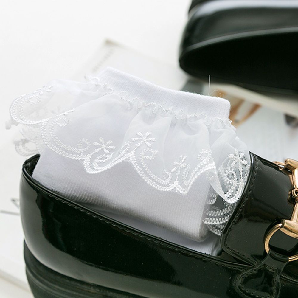 Vớ Cotton Cổ Ngắn Nhún Bèo Phong Cách Lolita Nhiều Màu Sắc Dành Cho Nữ