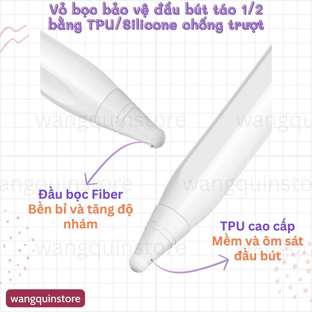 [Pentips] Vỏ bọc bảo vệ đầu ngòi bút TÁO Pencil 1 và 2 bằng TPU chống trượt đầu FIBER ốp silicone pencil