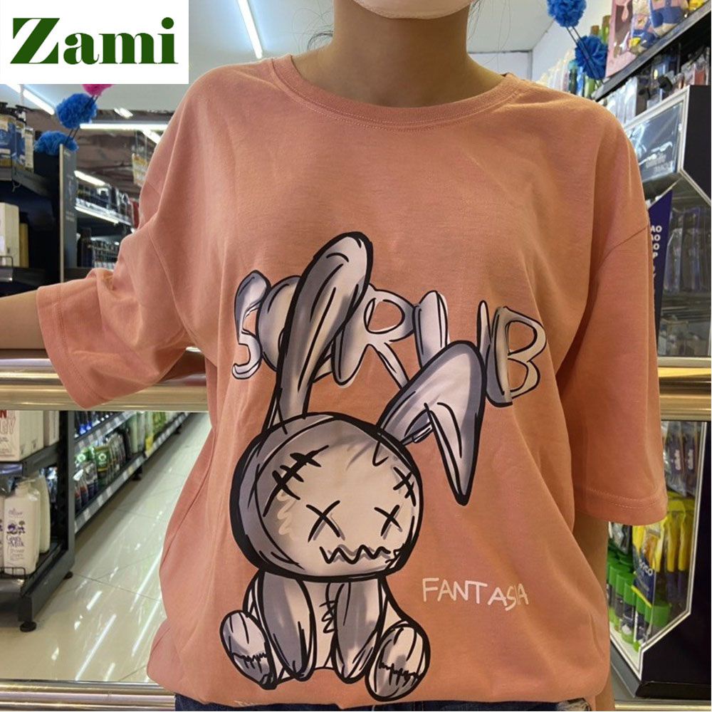 Áo Thun Nam Nữ Unisex Phom Rộng Chất Cotton Mát Thời Trang Style Ulzzang Giá Rẻ In Hình Thỏ Rabbit ZT23 Zami | BigBuy360 - bigbuy360.vn
