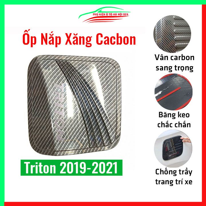 Ốp nắp xăng Triton 2019-2021 vân cacbon bảo vệ chống trầy trang trí ô tô