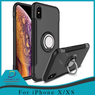 Ốp lưng iPhone X, Ốp chống sốc carbon kèm Ring hít ôtô cho iPhone X