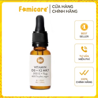 Vitamin D3 K2 Mk7 Sunday natural 20ml -Đức
