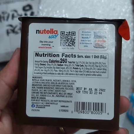 Combo 2 Hủ Bánh quy chấm socola Nutella &amp; Go Mỹ - Date T7/2022