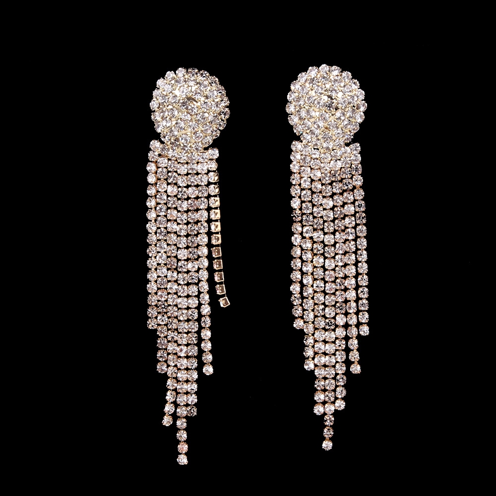 Hoa tai dáng dài đính pha lê thời trang cho cô dâu