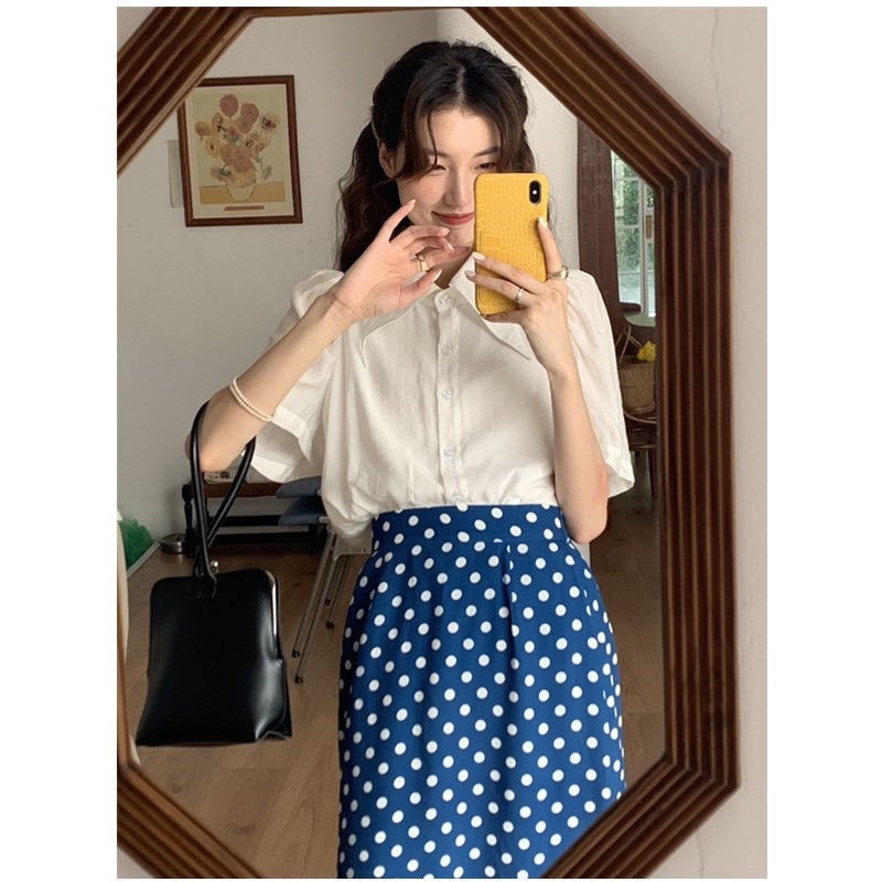 Bộ Áo Mỏng Dáng Chữ A + Chân Váy Chấm Bi Thời Trang Hàn Quốc 2022