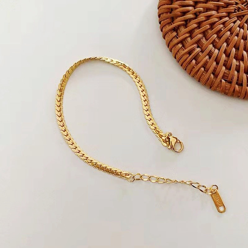 Lắc tay titan nữ không gỉ dây mắt xích dẹp 4 mm thời trang