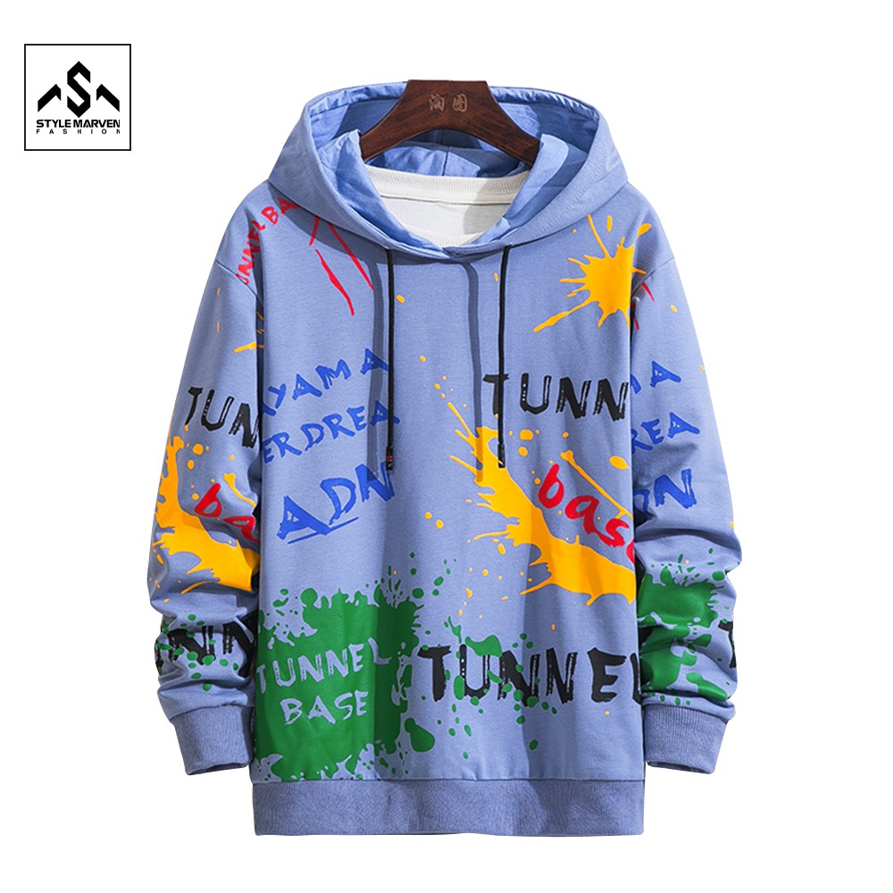 Bộ nỉ thể thao nam nữ STYLE MARVEN áo hoodie vẩy sơn cá tính phối quần jogger - SET GHEP TOP 174 + JOGGER 75