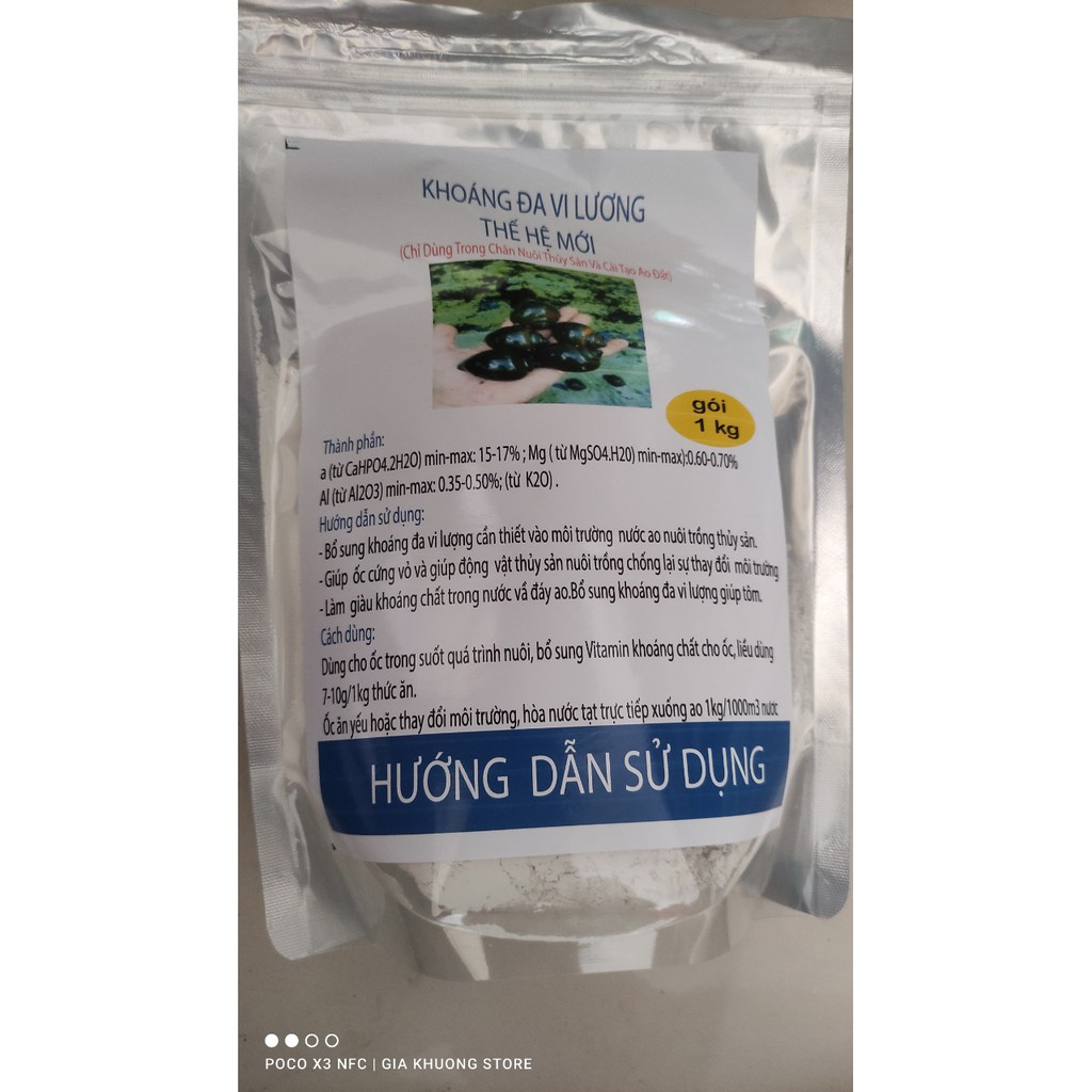 KHOÁNG ĐA VI LƯỢNG ĐẶC BIỆT ĐỂ NUÔI ỐC )BỔ SUNG KHOÁNG CHẤT CẦN THIẾT CHO AO NUÔI