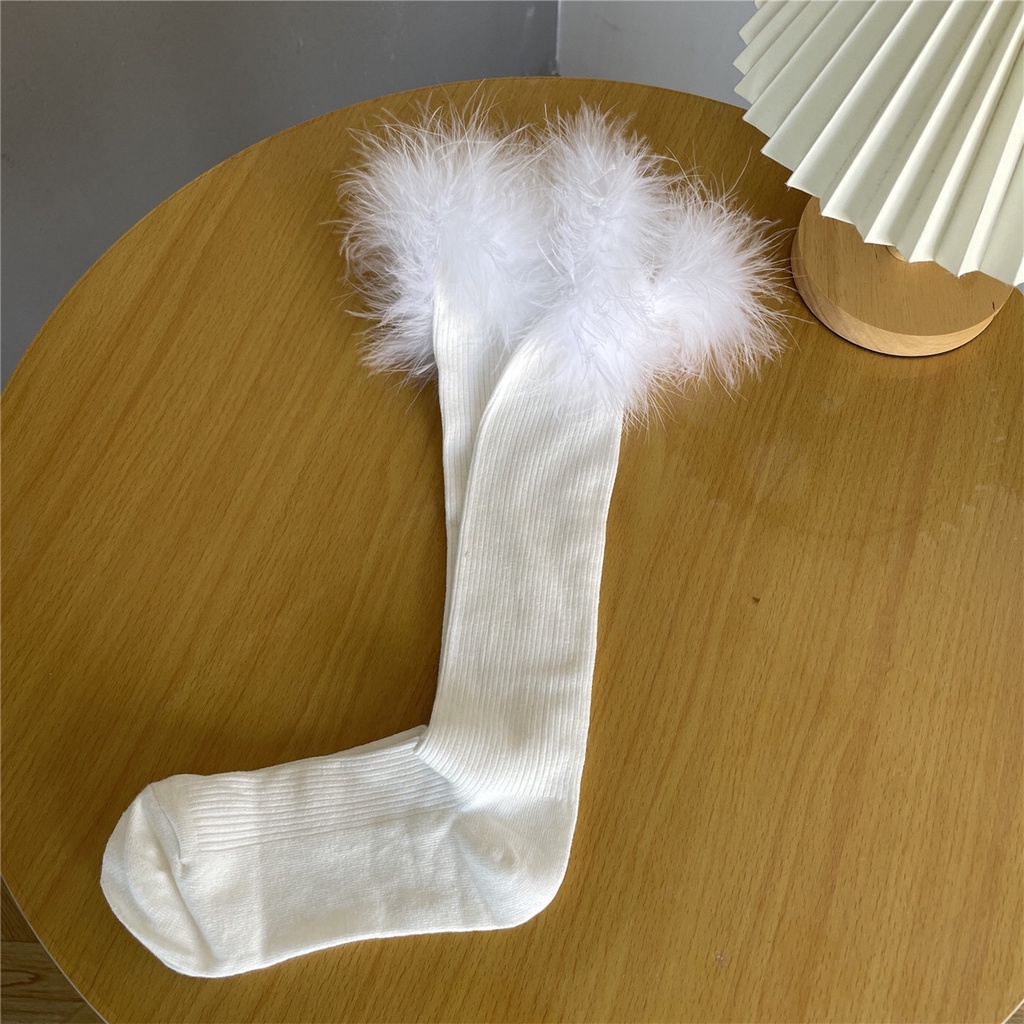 Tất Dưới Gối Chất Gân Tăm Lai Viền Lông Vũ Cosplay Nhật Bản - Vani Store - TAT00173