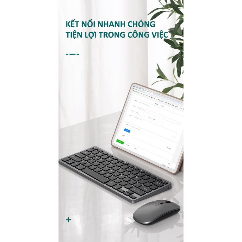 Bộ bàn phím và chuột không dây KB-178 GOIIOG kết nối BLUETOOTH - CHIP USB 2.4GHz siêu mỏng, nhỏ gọn không gây tiếng - VL