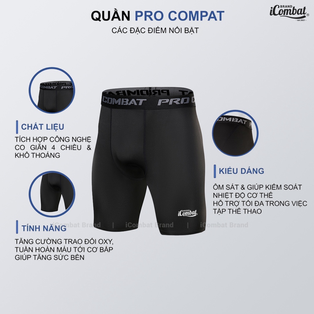 Quần short bó PRO COMBAT tập gym cho nam legging Techfit Coolmax
