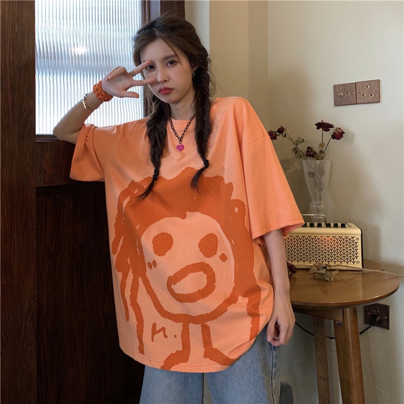 Áo Thun Tay Ngắn Dáng Rộng Phong Cách Hiphop Hàn Quốc