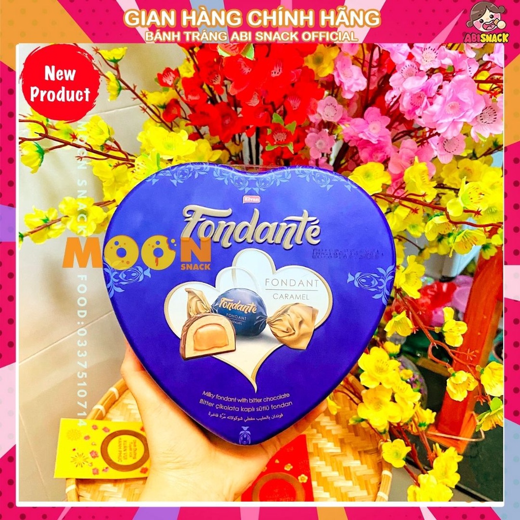 [Hàng Chất Lượng] Kẹo Socola Caramel Fondante Elvan hộp thiếc hình trái tim sang trọng quà tặng vanlentine giáng sinh