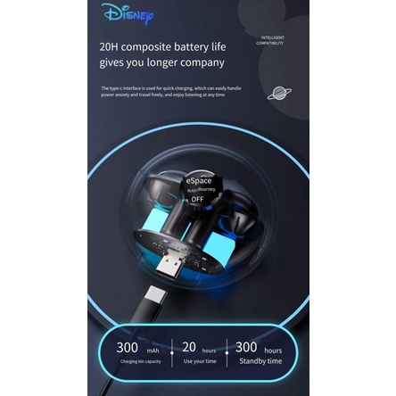 Disney Tai Nghe Bluetooth Không Dây TWS Hình Người Sắt Người Nhện Captain Dễ Thương