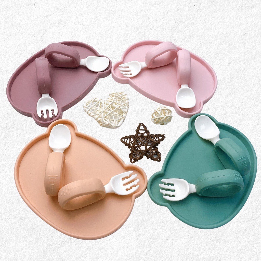 Bộ Thìa Nĩa Silicone Cao Cấp Giúp Bé Tập Xúc, Tập Ăn Thương Hiệu Baby'si