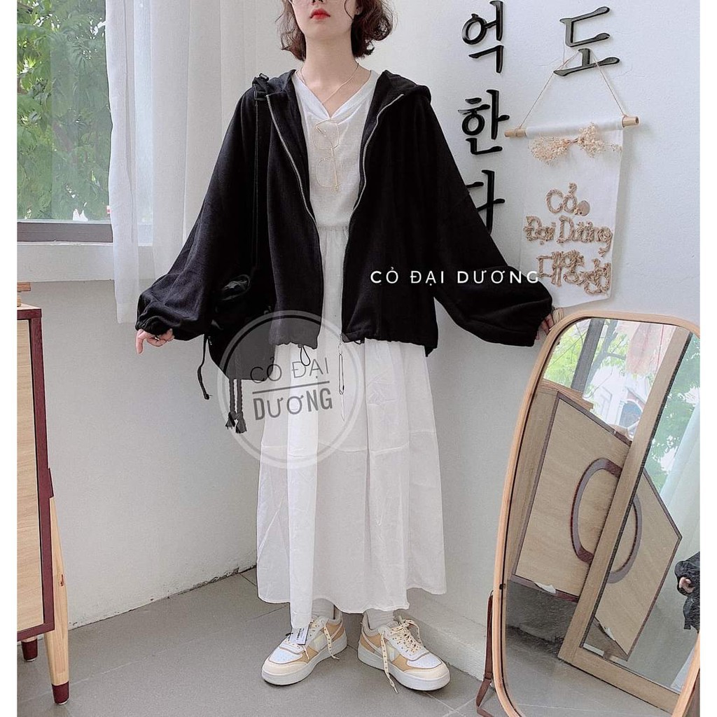 ÁO KHOÁC RoundLock Tay Bồng Nữ BASIC :cherry_blossom: Jacket Kaki khóa tròn form rộng bigsize màu ĐEN | BE - NÂU Ulzzang | BigBuy360 - bigbuy360.vn