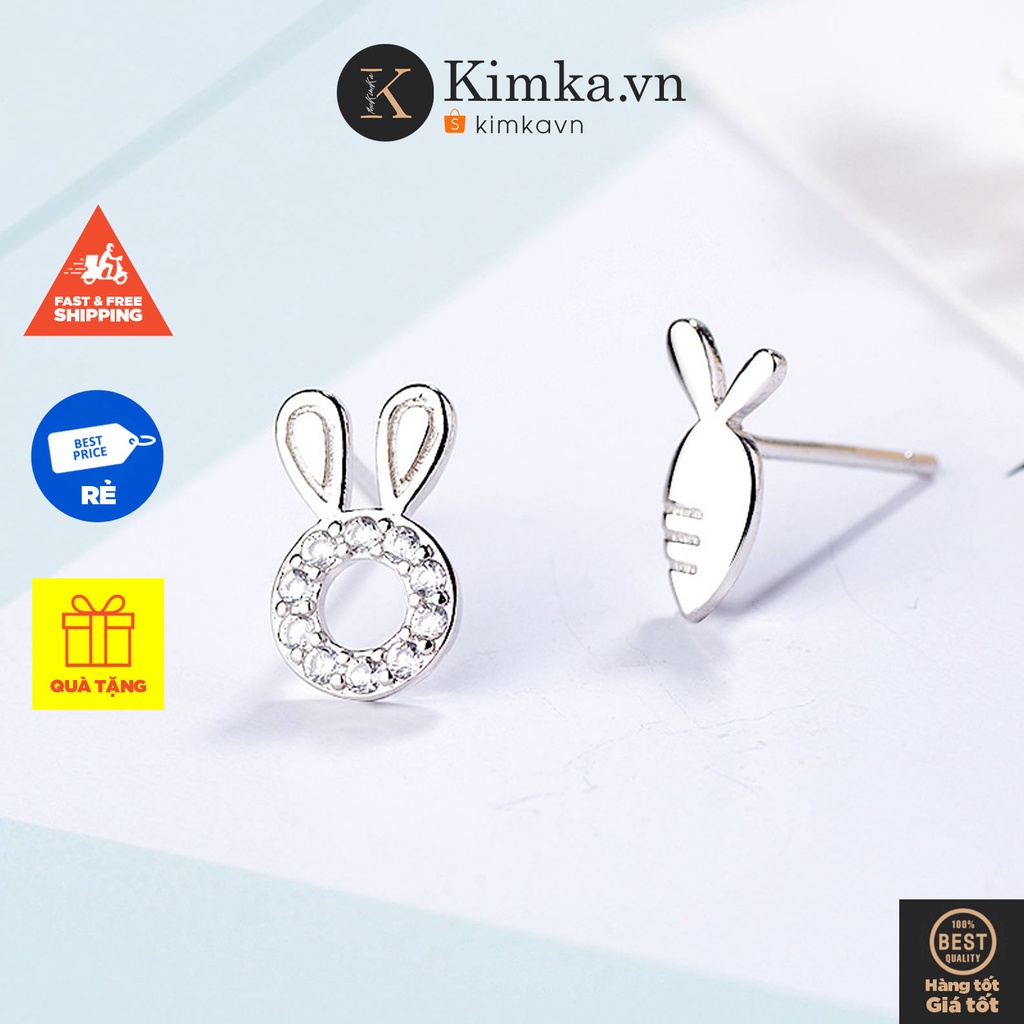 (0165) Khuyên Tai Thỏ  Và Cà Rốt 🥕 Đính Kim Cương Dễ Thương Phong Cách Hàn Quốc