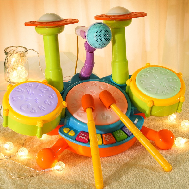 Bộ Trống Ngôi Sao + 2 Dùi Đánh Trống + Micro Dành Cho Trẻ Em