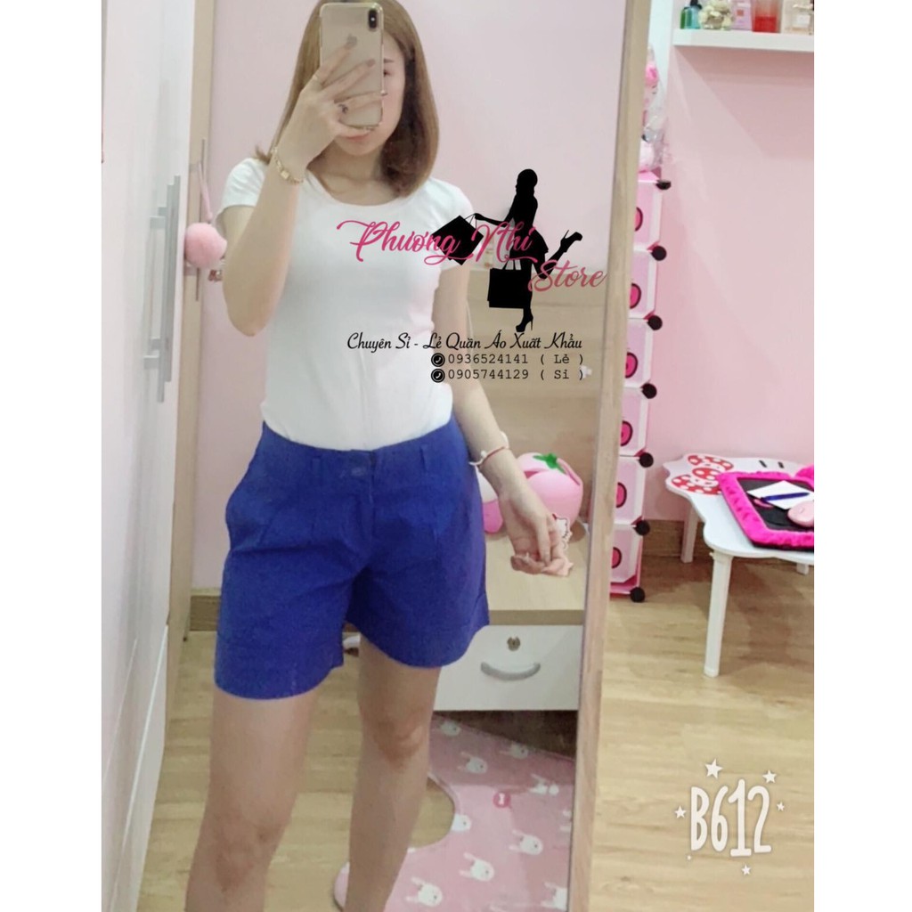 QUẦN SHORTS LINEN MÀU XANH COBAN