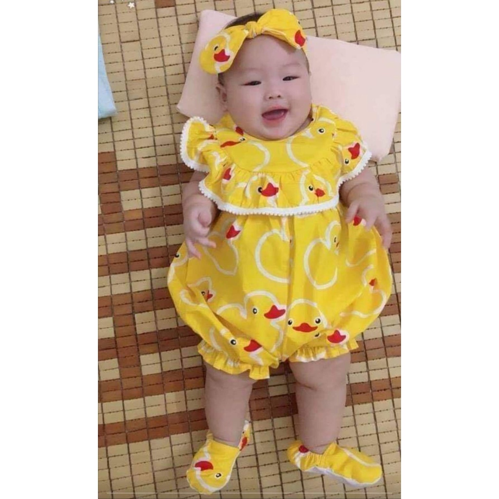 Body liền thân hình vịt con  cho bé sơ sinh (kèm băng đô +giày)