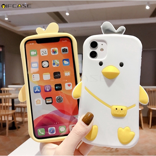 Ốp điện thoại TPU silicon mềm hình chú gà hoạt họa 3D đáng yêu cho iPhone 12 11 Pro XS Max XR X 7 8 6 6s Plus