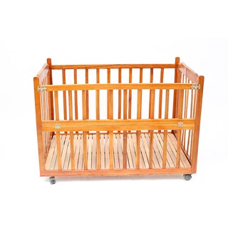 [ [KHÔNG HÓA CHẤT KHI SẤY GỖ]- Giường cũi cho bé OMILUX màu cánh dán nhẹ, có vân gỗ, nan bo kỹ. ĐỔI TRẢ 48H