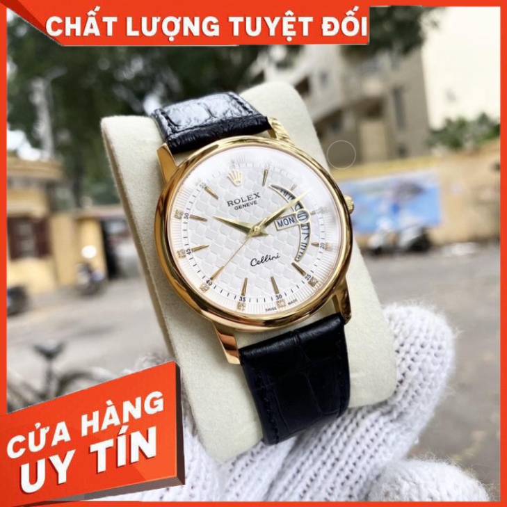 Đồng Hồ Nam RoLex Sapphire R031 Case 38mm Mặt TRẮNG trăng khuyết Máy Pin Nhật