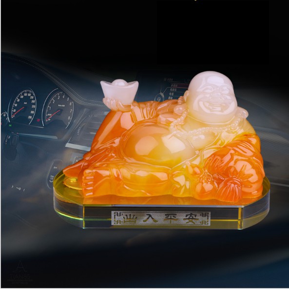 Tượng Phật Di Lạc, Để taplo decor trang trí xe ô tô đi đường bình an, may mắn - tặng kèm lọ tinh dầu thơm phòng