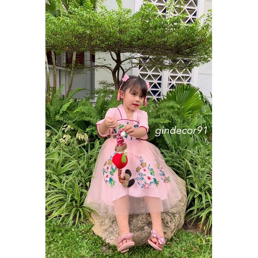 Hán phục cổ trang siêu xinh tặng kèm kẹp tóc cho bé gái