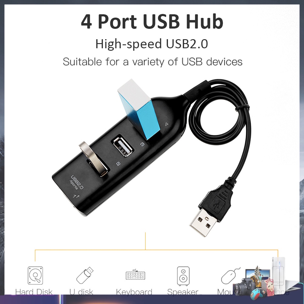 Hub chia 4 cổng USB 2.0 tốc độ cao 5Mbps