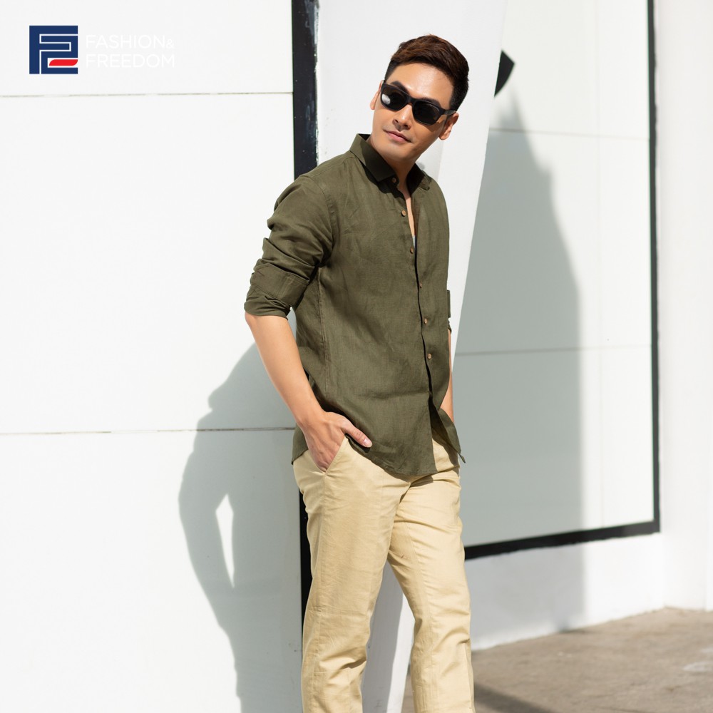 Áo Linen Xanh Rêu F2 Fashion & Freedom