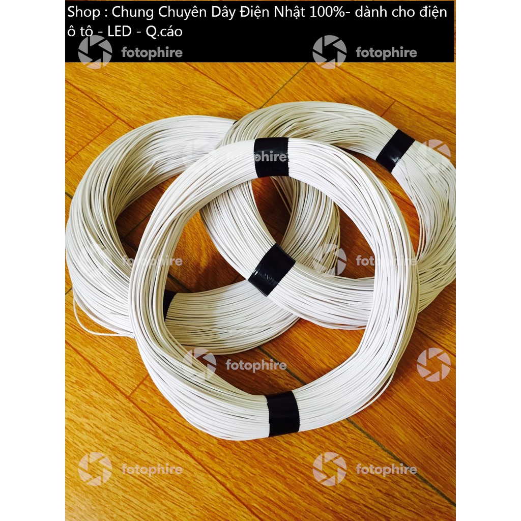 Dây điện nhật 0.75mm 100m trắng, Chuyên cho điện ô tô. Làm LED.