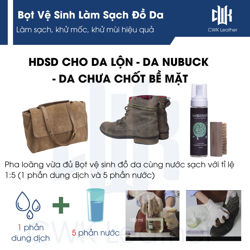 Bộ vệ sinh làm sạch, khử mùi, khử mốc đồ da, túi xách, giày, ví, áo da, ghế sofa