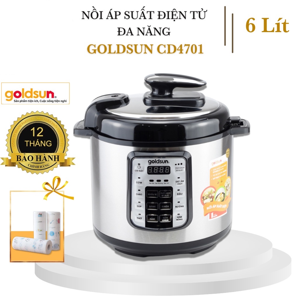 Nồi áp suất điện tử đa năng GOLDSUN CD4710 - Dung tích 6 Lít - Bảo hành 12 tháng chính hãng