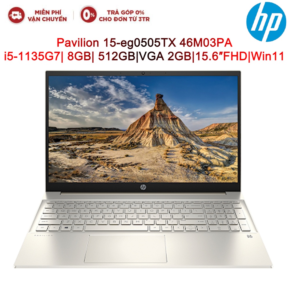 [Mã ELHP15 giảm 10% đơn 15TR] Laptop HP Pavilion 15-eg0505TX 46M03PA i5-1135G7/8Gb/512GB/VGA 2GB/15.6″FHD/Win11 (Gold)