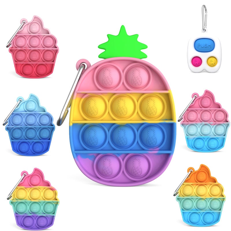 New Pop It  Keychain Simple Dimple Stress Release Toy Push Pop Kids Adult Fidget Educational Toys Gift