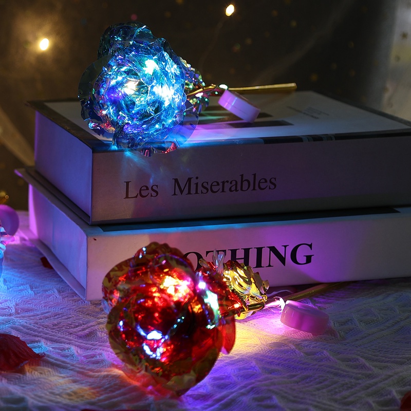 1 Đèn LED Lá Vàng Hồng Giả Sử Dụng Pin Trang Trí Nhà Cửa Dịp Valentine