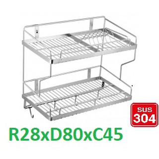 Kệ Đựng Chén Bát Đĩa Treo Tường Bằng inox 304 80x28cm  Kệ chén 2 tầng