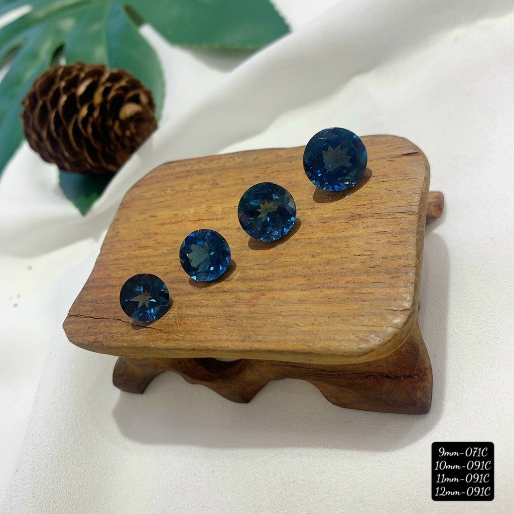 Mặt Đá Topaz London Xanh Tròn Đủ Size Nhỏ