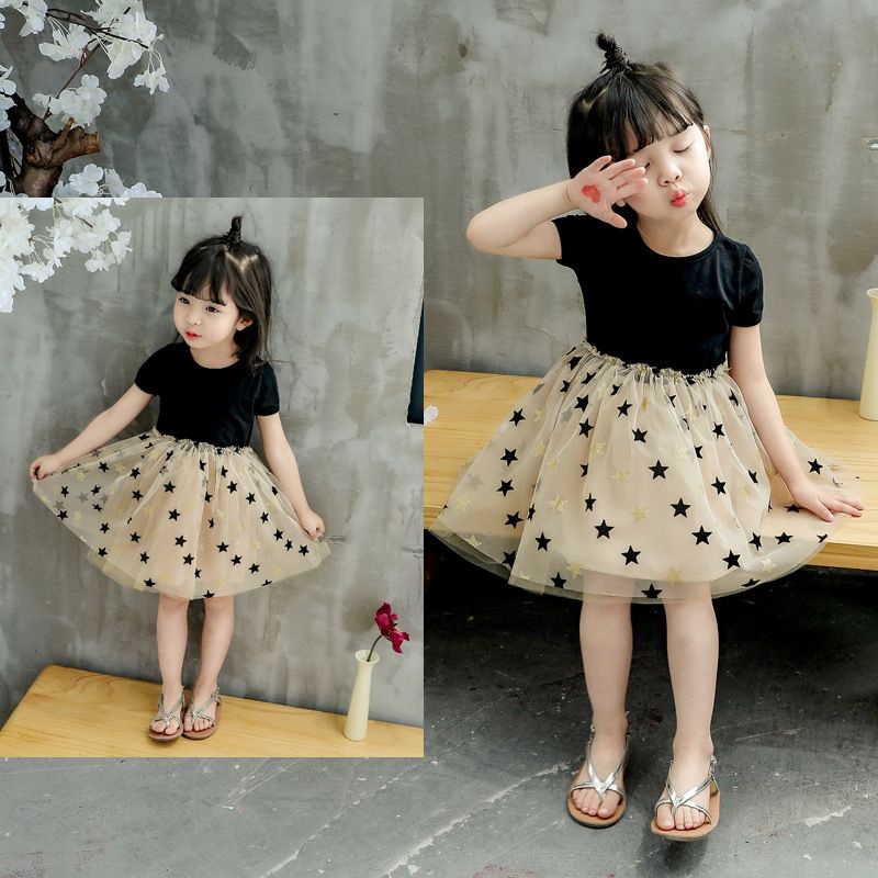 Đầm Công Chúa Phối Lưới Thiết Kế Xinh Xắn Thời Trang Mới Cho Bé Gái 0-8 Tuổi