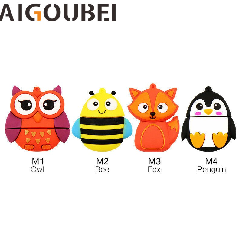 Usb Hình Chim Cú/Fox/Penguin/Bee Dễ Thương Dung Lượng 1GB 2GB 4GB 8GB 16GB 32GB 64GB 128GB