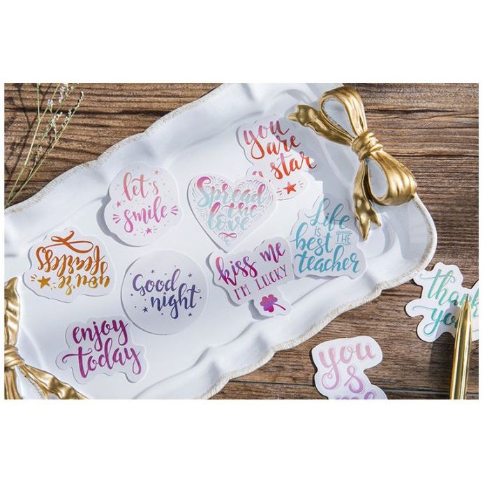 Bộ 46 Sticker Hàn Quốc Chữ Viết dán trang trí E03