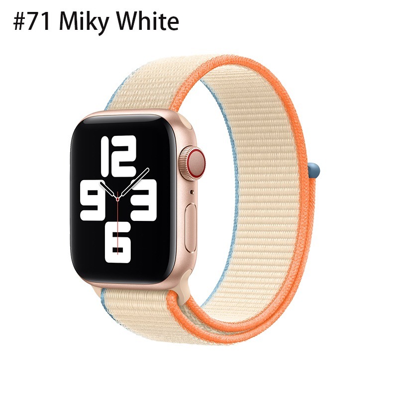 Dây đeo thể thao nylon màu trắng sữa cho đồng hồ Apple Watch iWatch Series 6 SE 5 4 3 2 1