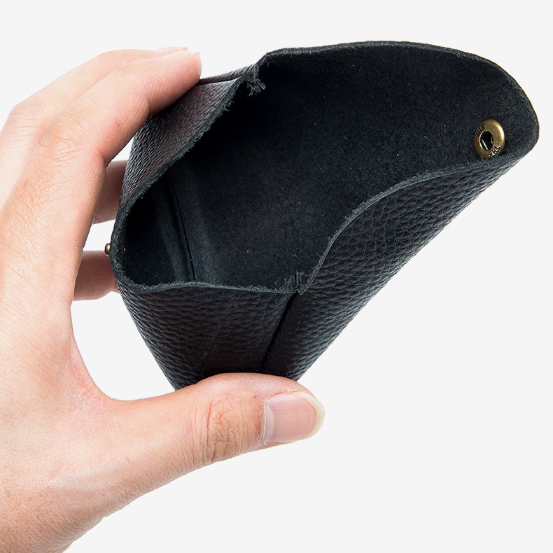 Ví da bò mini nhỏ gọn màu trơn đa dụng