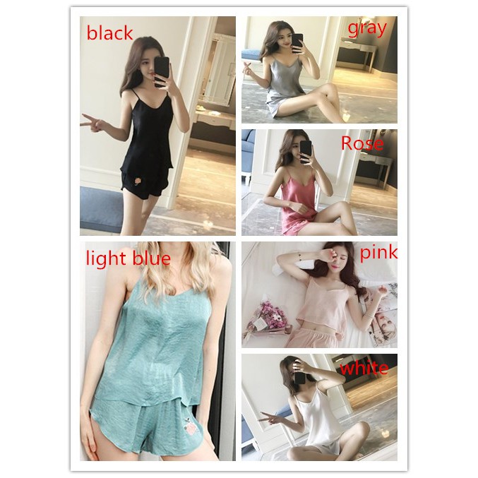 Bộ trang phục đồ ngủ bằng satin gợi cảm cho nữ