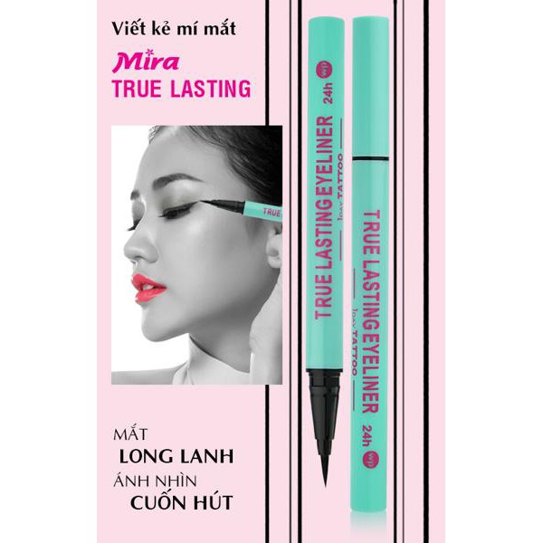 Kẻ mí mắt không lem Mira True Lasting Eyeliner Hàn Quốc - Đen tuyền