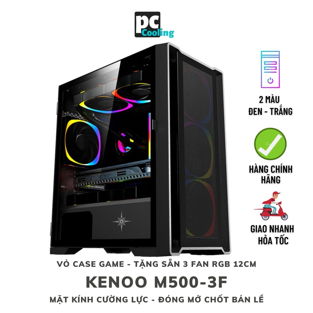 Vỏ case máy tính gaming KENOO ESPORT M500 - 3F (MATX/ 3 FAN RGB)